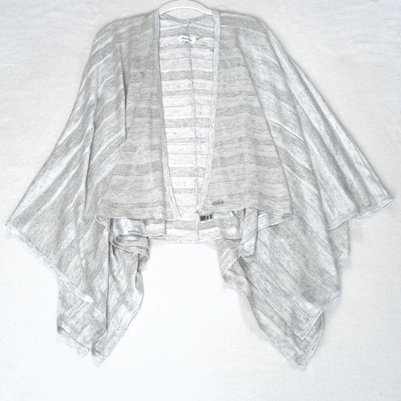 Calvin Klein Sweaters - *Relisted* Calvin Klein Wrap/ Poncho Gray & Faint White Stripe Silver Threading